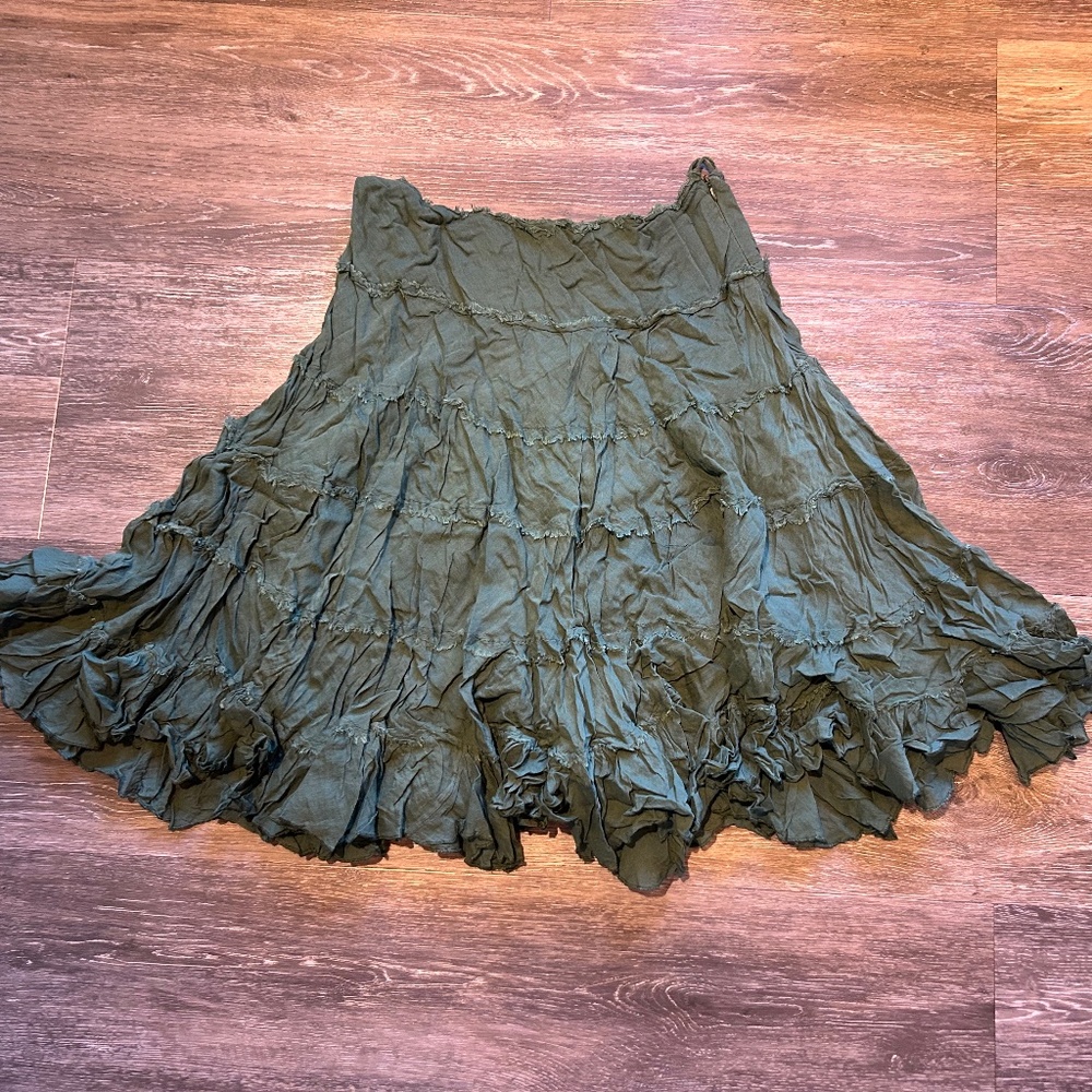 Mid-length Army Green Skirt